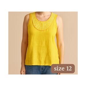 Boden Yellow and Pink Sleeveless Top Size 12